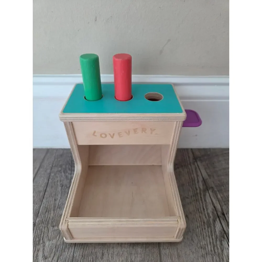 Lovevery Wooden Peg Drop Box - The Thinker Play Kit Montessori Learning Toy